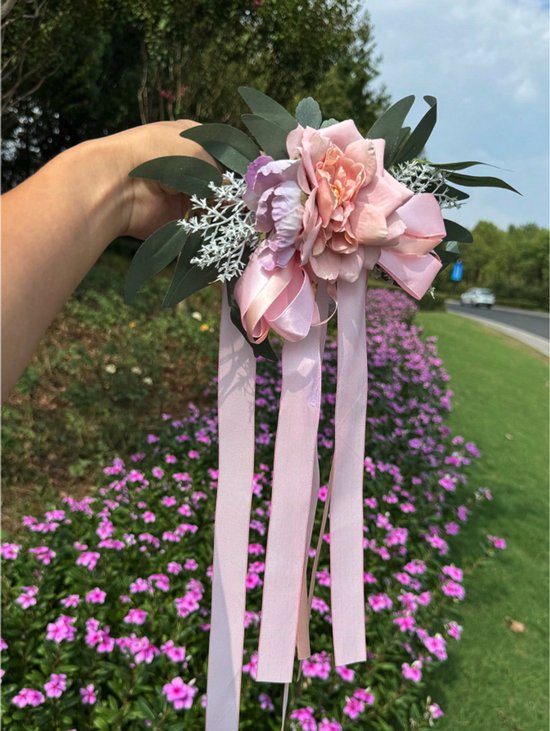 Decoratie voor het gangpad van de bruiloft: 4 stuks lichtgele bloemen voor
