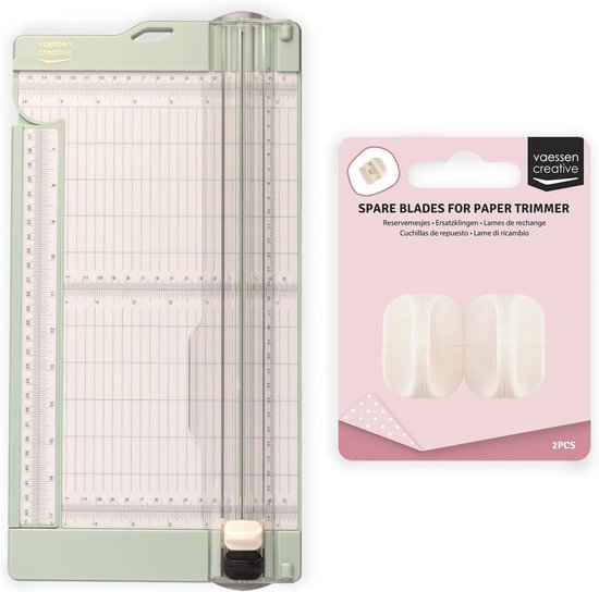 Vaessen Creative Papiersnijder met Rilfunctie 15 x 30,5 cm Roze - 2-in-1 Snijmachine met Rolmes voor Vouwen, Scrapbooking, Kaarten Maken, Knutselen en Hobby - Inclusief 2 Vervangmesjes