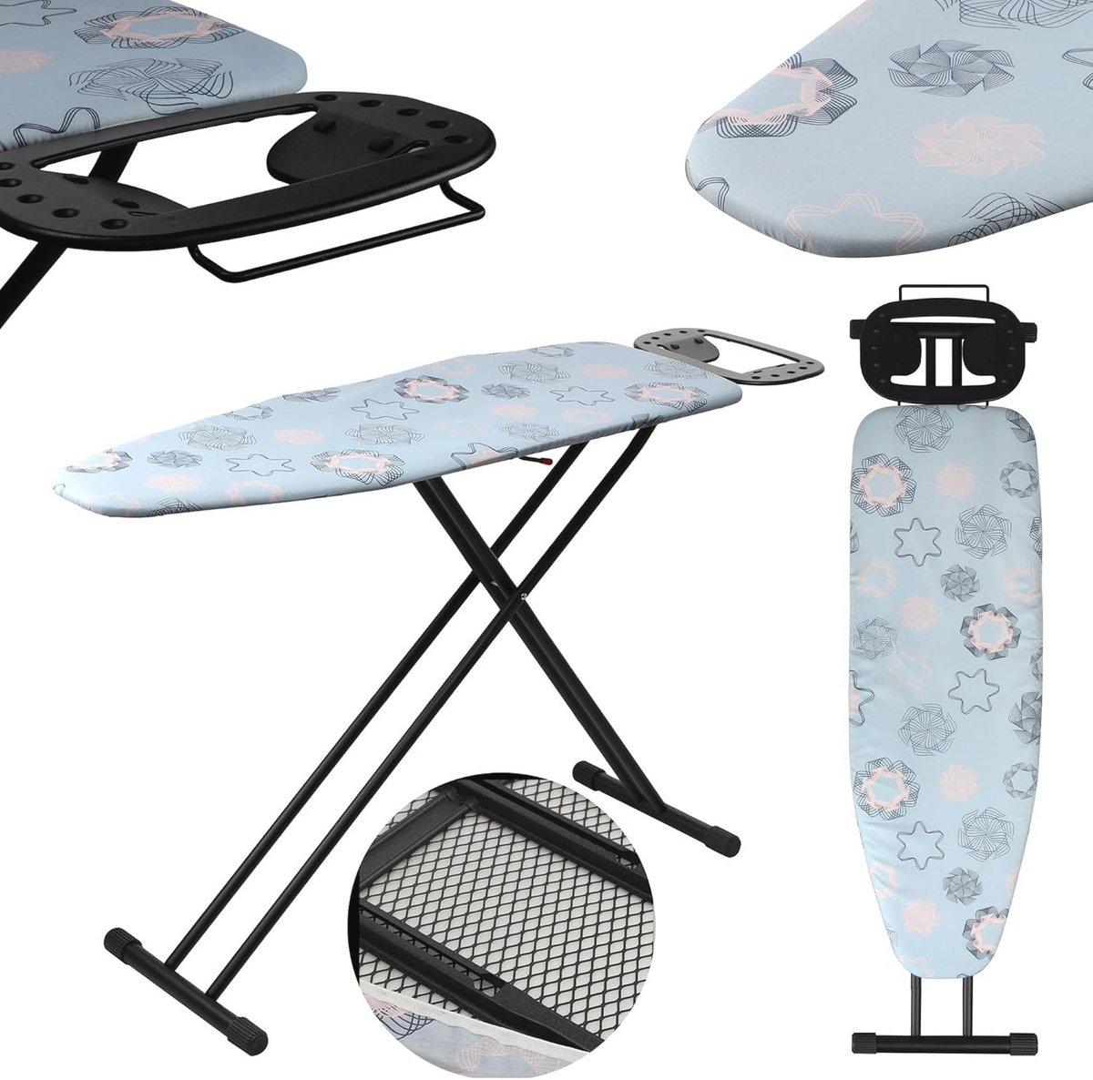 Inklapbare Strijkplank 120 x 38 cm - Verstelbare Stoomstrijkplank met Anti-Slip Voeten