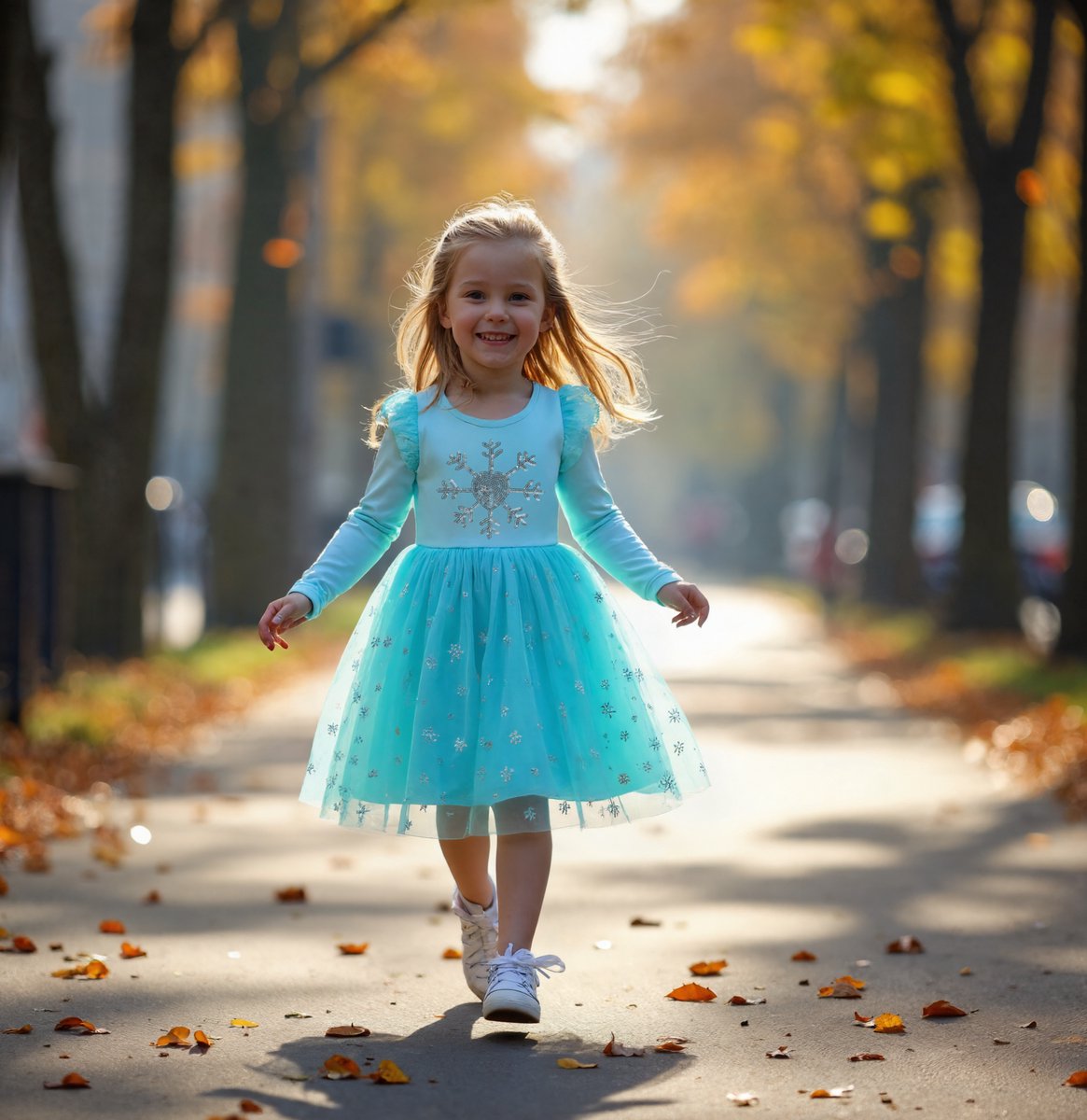 Joya Kids® Blauwe Verkleedjurk Meisjes | Lichtblauw Jurkje met Lange Mouwen & Tule Rok | Comfortabele Prinsessenjurk voor Kinderen | T-shirt Stof | Prinsessenjurk meisje | | — afbeelding 5