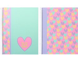 Kangaro spiraalblok - B'LOG HEARTS - formaat A5 - met ruit 5mm - 2 stuks - AN-124224-A