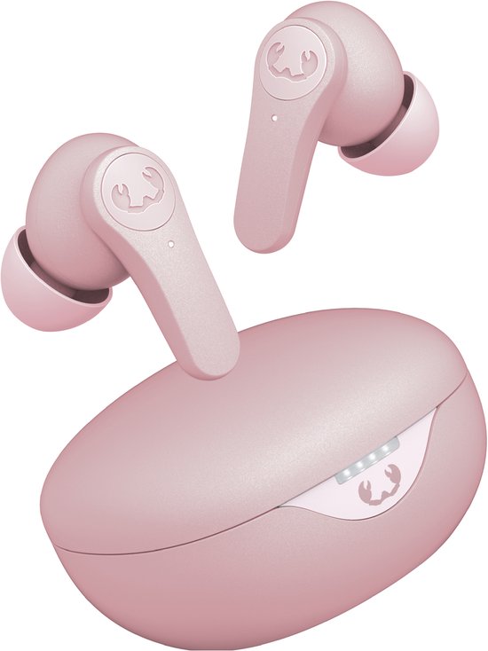 Twins Rise draadloze oordopjes pastel roze met Hybrid ANC, ENC, Multipoint Bluetooth, 30 uur speeltijd, draadloos opladen