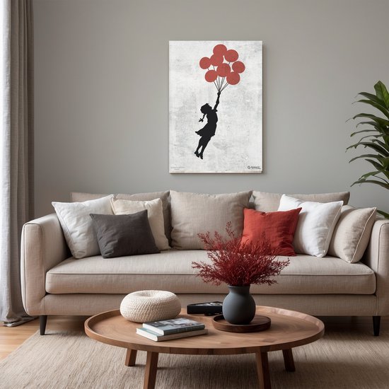 Graffiti Banksy - Balloon Girl - Impression sur toile Premium 48x67,5 cm - Décoration murale