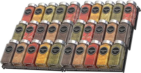 Kruidenrek van bamboe voor de keuken - 6 kruidenpotjes - houten