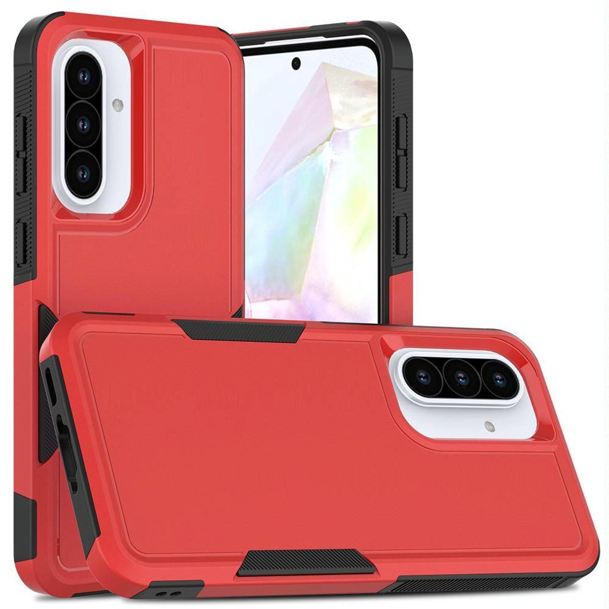 Mobigear Hoesje geschikt voor Samsung Galaxy A56 Telefoonhoesje Hardcase | Mobigear Heavy Armor Backcover Shockproof | Schokbestendig Galaxy A56 Telefoonhoesje | Anti Shock Proof - Rood