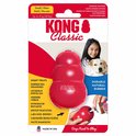 Verpakking van een rood KONG Classic hondenspeeltje, maat S, van duurzaam natuurlijk rubber.
