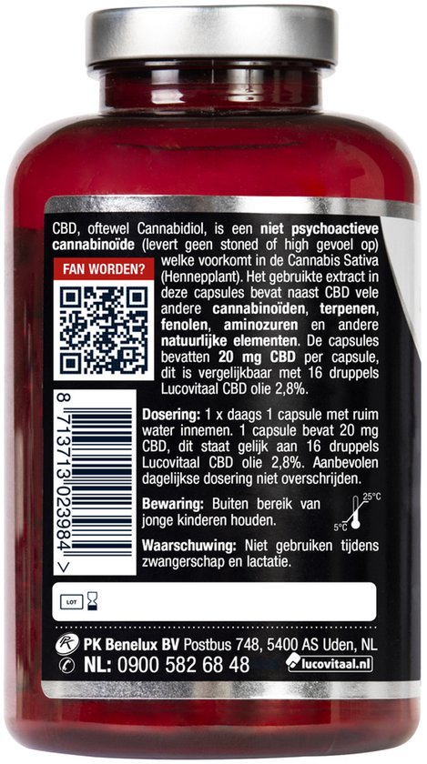 Lucovitaal CBD capsules 20 milligram Supplement - 90 capsules