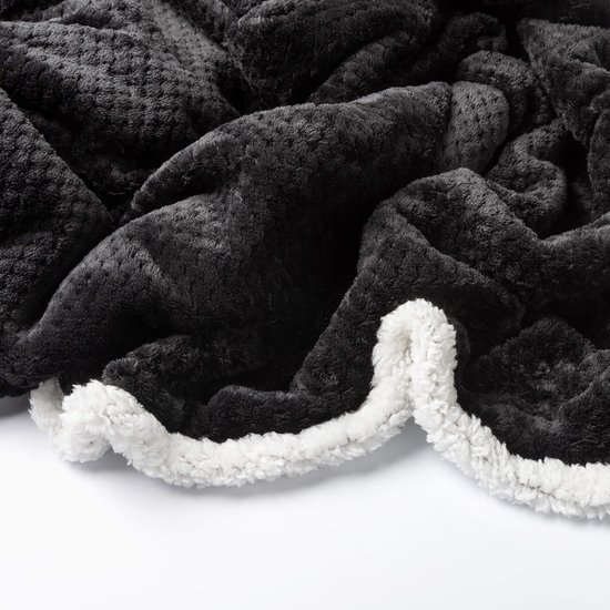 Dutch Decor - CODY - plaid 150x200 cm - sherpa fleece deken - honingraatpatroon - Raven - zwart
