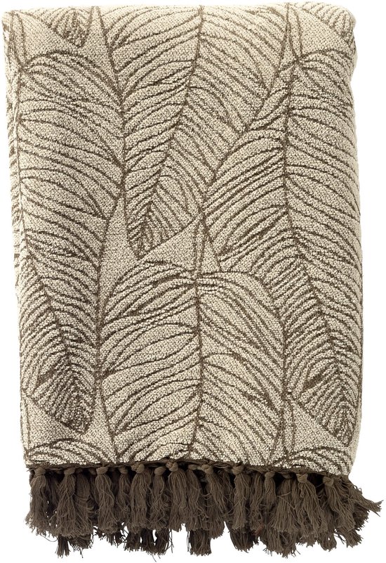 Dutch Decor - MILAD - plaid 140x180 cm - bladmotief - Military Olive - groen