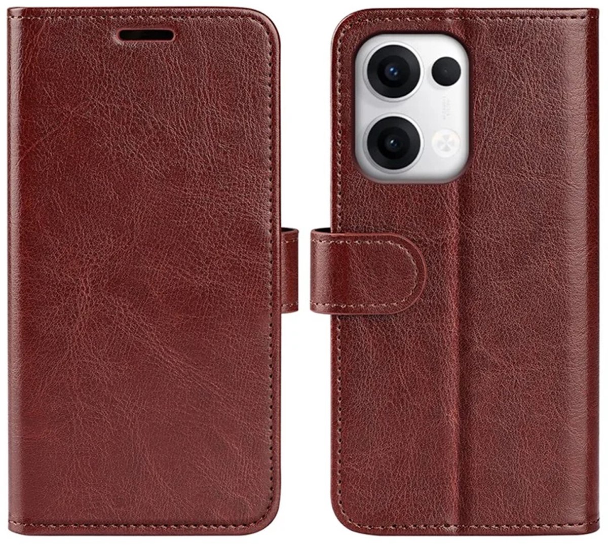 MobyDefend Hoesje - Geschikt voor Oppo Reno13 - Wallet Book Case (Sluiting Achterkant) - Bruin