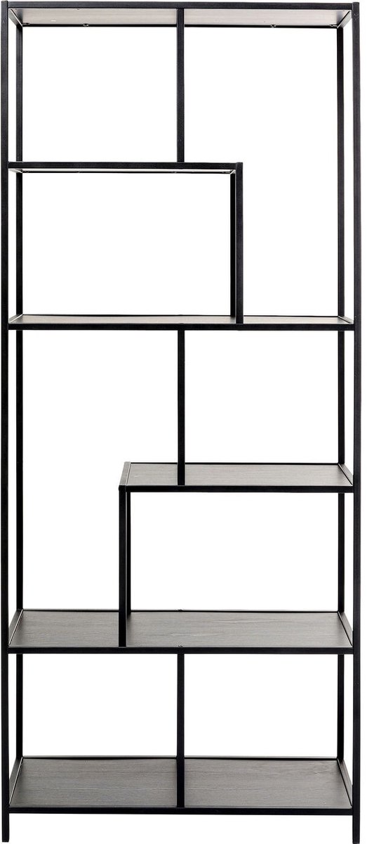 Kare Boekenkast Loftie Black 77x185cm Zwart