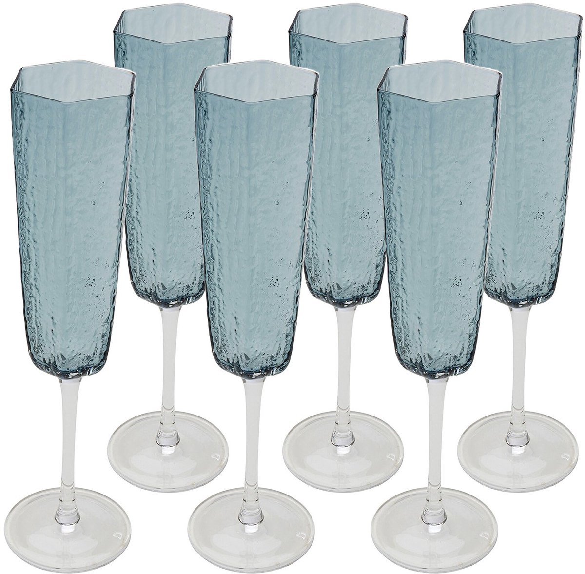 Champagneglazen Cascata blauw (6/Set) Kare Design