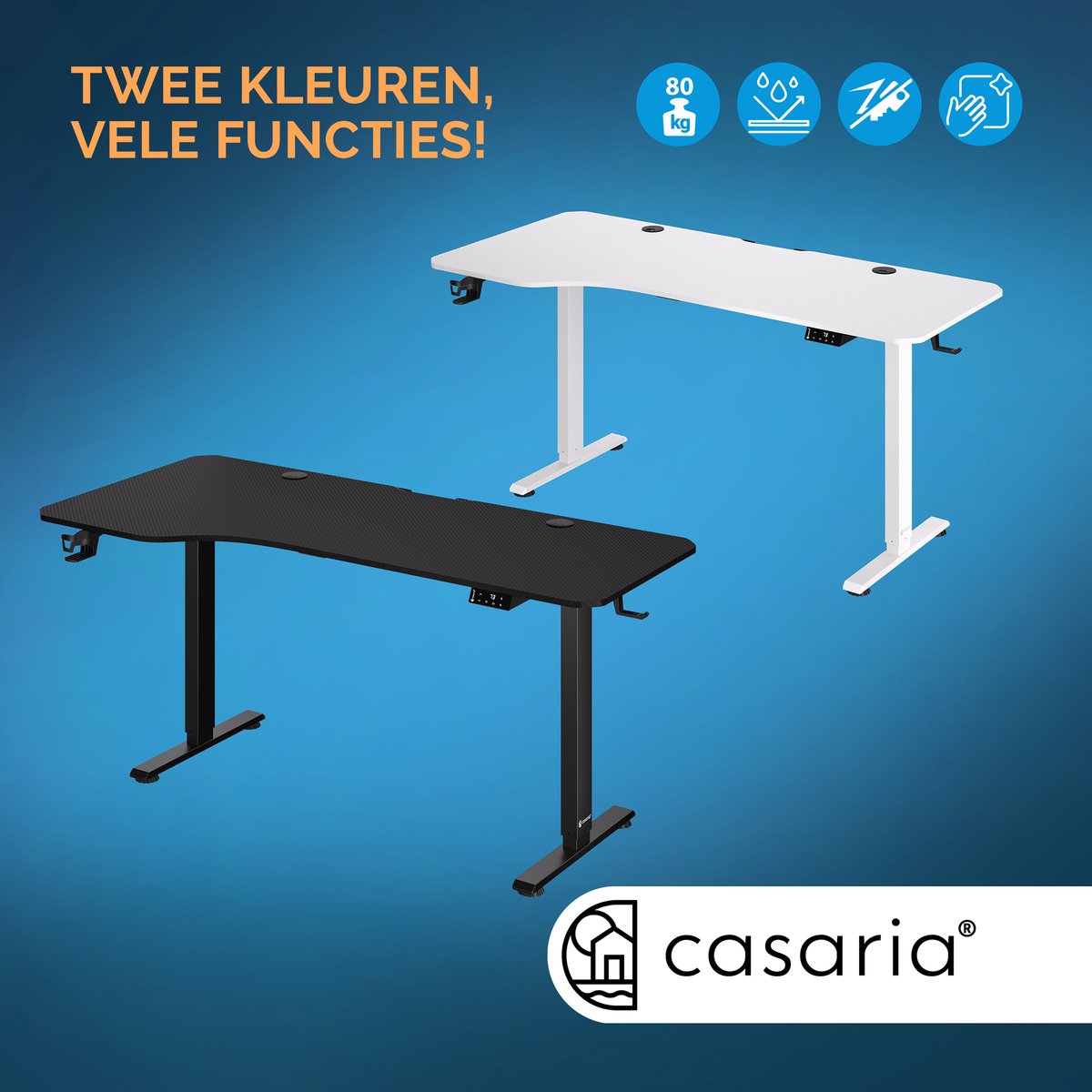 Casaria Zit sta bureau - 110x60cm Geheugenfunctie Elektrisch Verstelbaar - Zwart thumbnail 7