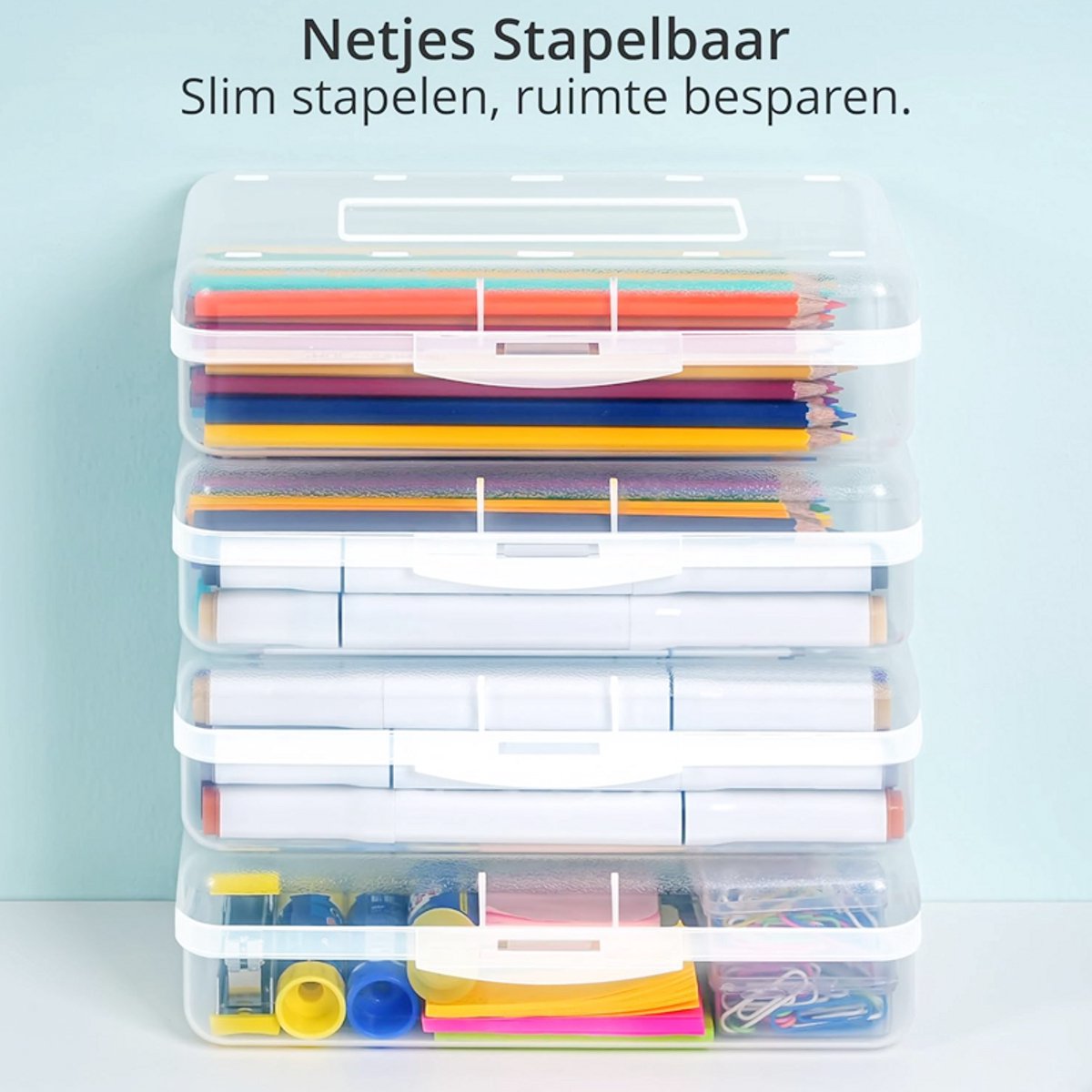 CIOUYAOS 4-pack duidelijk etui, plastic pennenbakje, kleine opbergdoos stationaire organisator, potlood gevallen voor kantoor schoolbenodigdheden voor student briefpapier