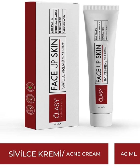 Clasy care - Acné Cream - Face Up Skin Care - Centella + Zinc + Niacinamide + Salicylic Acid | 40 ML | 1 Tube ORIGINEEL