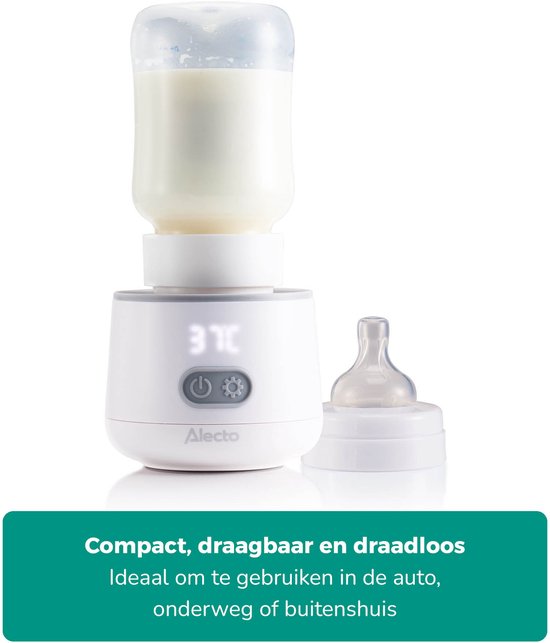 Alecto Flessenwarmer - Draagbare Baby Flessenwarmer voor Onderweg en Thuis - Geschikt voor vrijwel alle Babyflessen - Draadloos - BW1000 - Wit van Merkloos — afbeelding 4