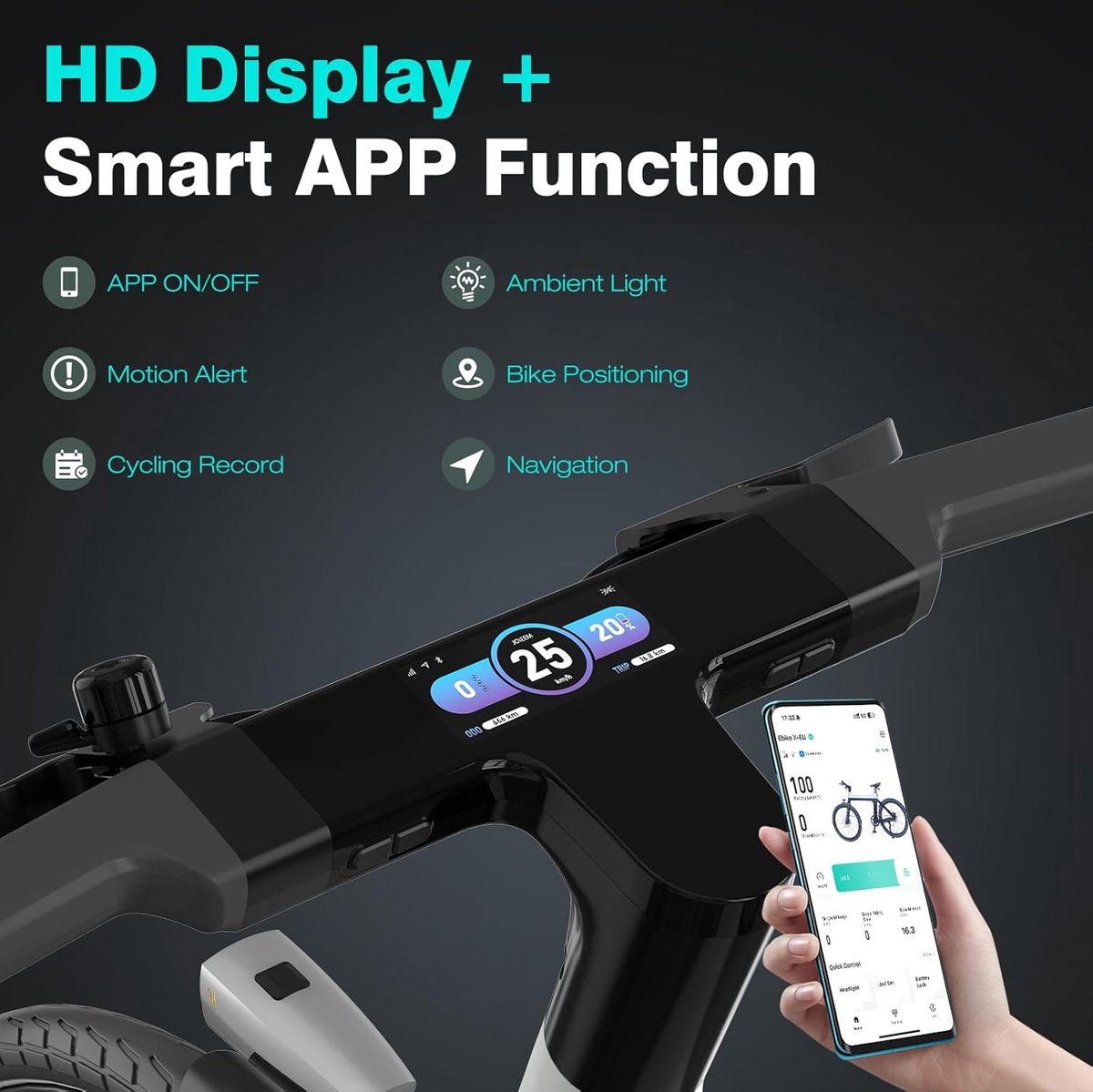 Hitway&Joieem Elektrische Fiets X - Trendy 27.5Inch City Commuter EBike met Afneembare 36V 9.6Ah Lithium Batterij - Intelligente elektrische stadsfiets - APP&NFC - IP54 Waterdicht - afbeelding 2