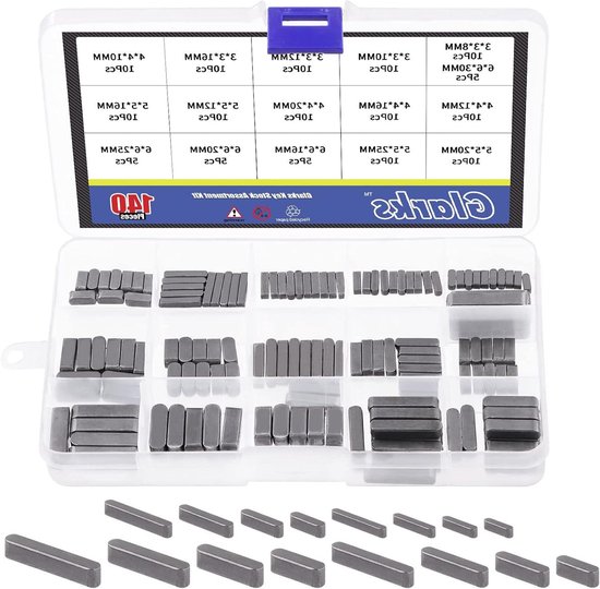140 Stuks 16 Maten Key Stock Keystock Assortiment Kit 8mm 10mm 12mm ...