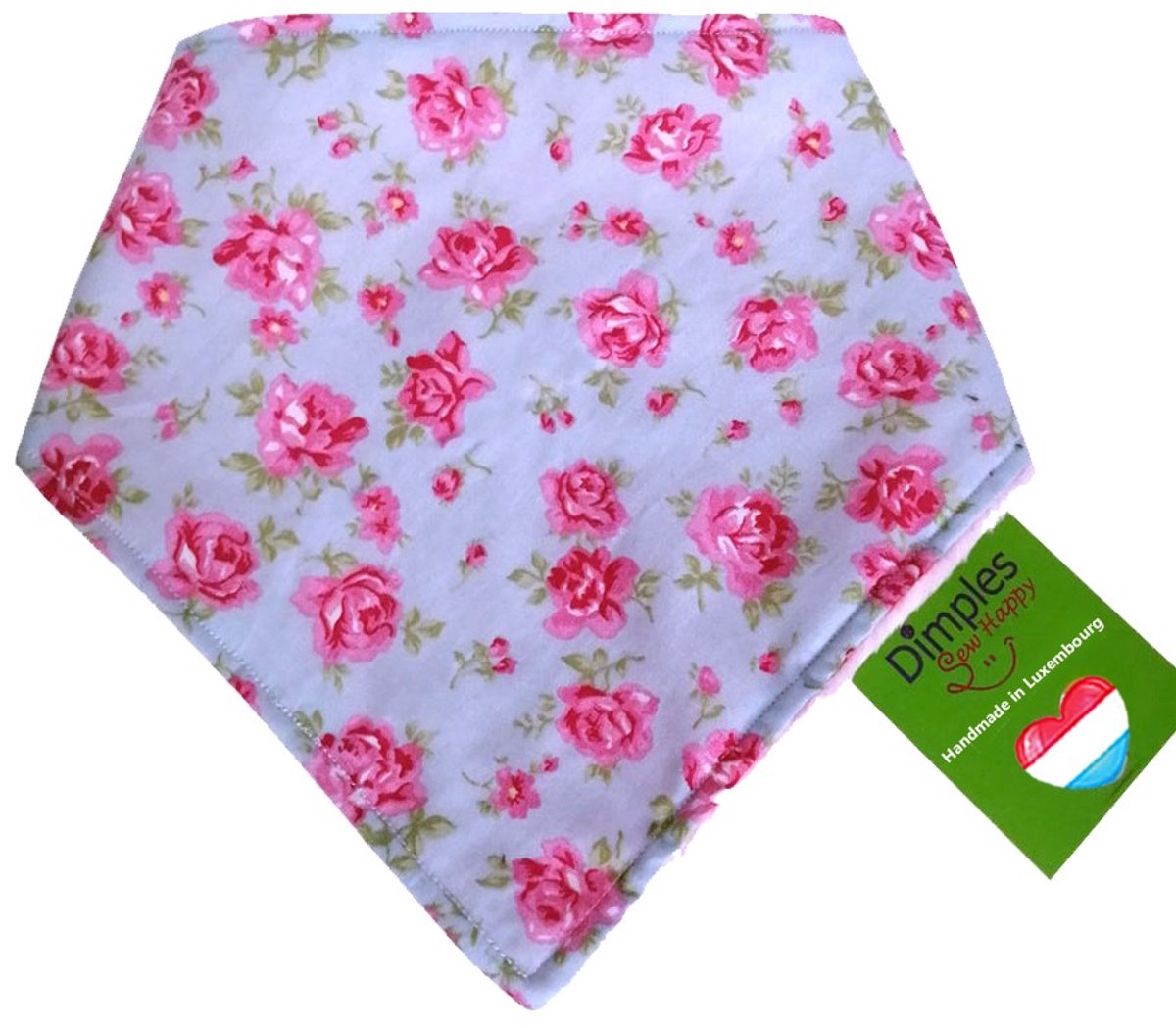 Rozen op lichtblauwe hondenhalsdoek - DIMPLES 60cm XXL hondensjaal hondenbandana met comfortabele drukknopen