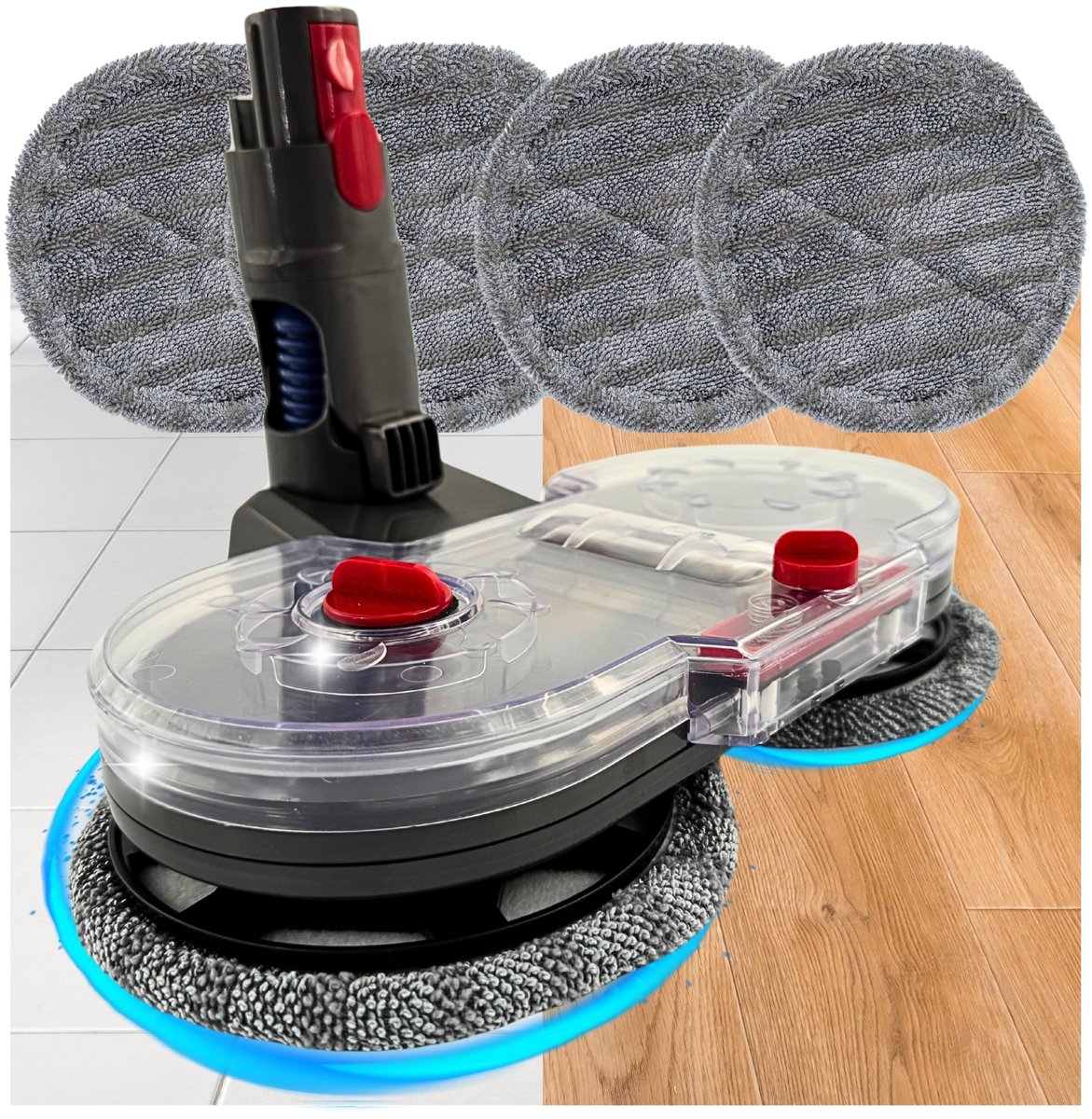 Maxorado 2-in-1 Vloermop geschikt voor Dyson V7 / V8 / V10 / V11 / V15 – Inclusief 4 Pads - Dweilmondstuk - Vloerreiniger - Stofzuigermondstuk