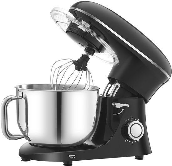 Keukenmachine, 8,3 QT Deegmixer, 1400 W, 6+P Snelheden, Keukenmachine met Kantelbare Kop en Roestvrijstalen Kom, Deeghaak, Garde, Platte Klopper, Schraper — afbeelding 2