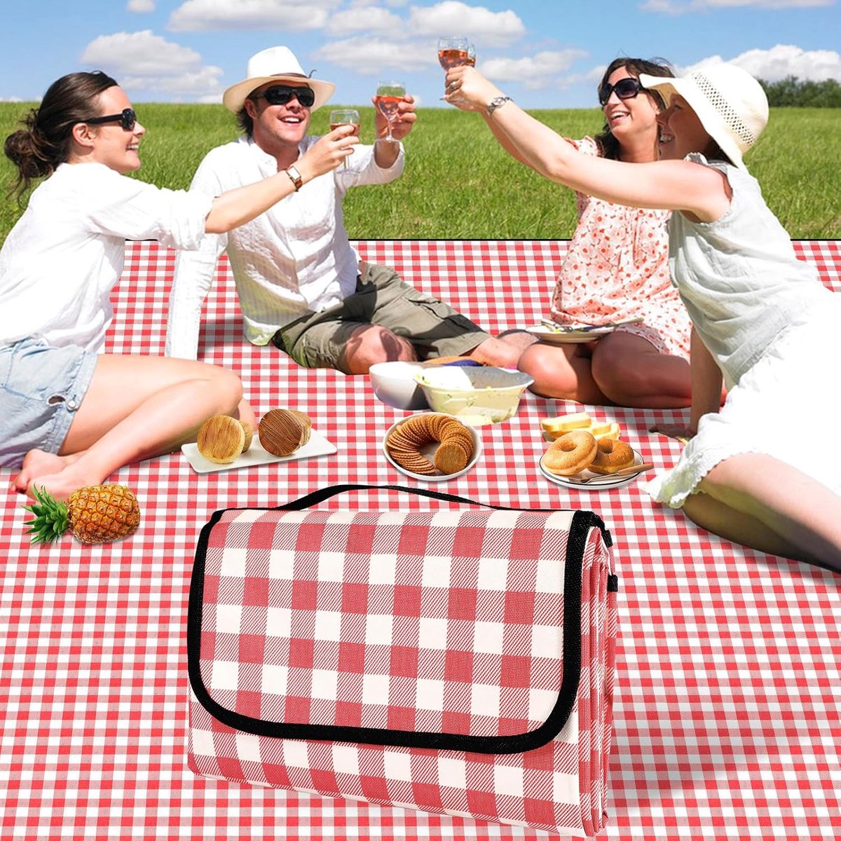 Birshe Picknickdeken 200x200 Cm – Waterdicht, Wasbaar En Opvouwbaar Met Draaggreep, Ideaal Voor Strand, Camping En Tuin