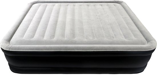 LARS360 Luchtmatras, zelfopblazend logeerbed, opblaasbaar matras met luchtpomp, 195 x 152 x 46 cm, geschikt voor 2 personen, inclusief draagtas voor camping/thuis, tot 300 kg, zwart/grijs