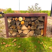 Garden Industrial - Rangement à bois en acier corten - L80 x l35 x H50 - Décoration de jardin - L80 cm x l35 cm x H50 cm