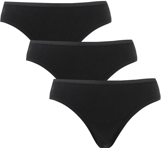 Drie zwarte tailleslips van bamboe met een subtiele ribbelband.