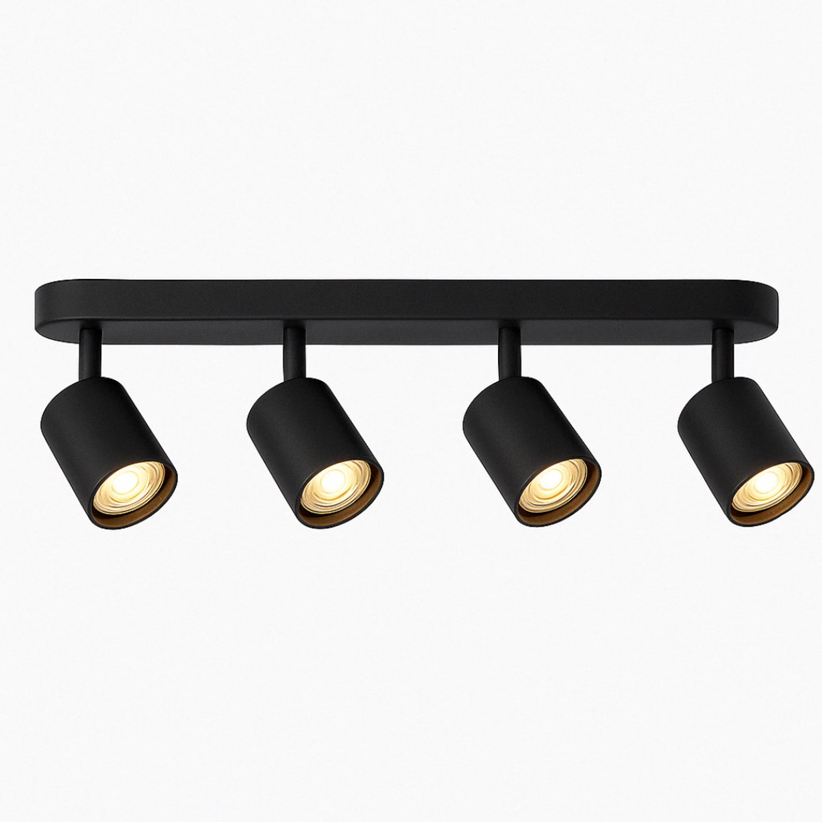 Lichtendirect - Zwarte Plafondlamp met 4 Draaibare Spots – Warm Wit Licht – Inclusief LED – Moderne Plafonnière – Woonkamer lamp