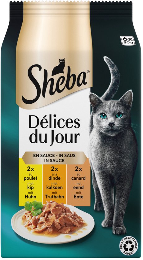 Sheba Delices Du Jour Gevogelte In Saus - Kattenvoer - Gevogelte 6x50 g