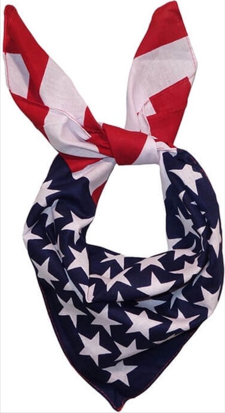 Scoby - Bandana - Hoofddoek - USA Print - American Flag - 50x50 cm - Blauw Rood Wit