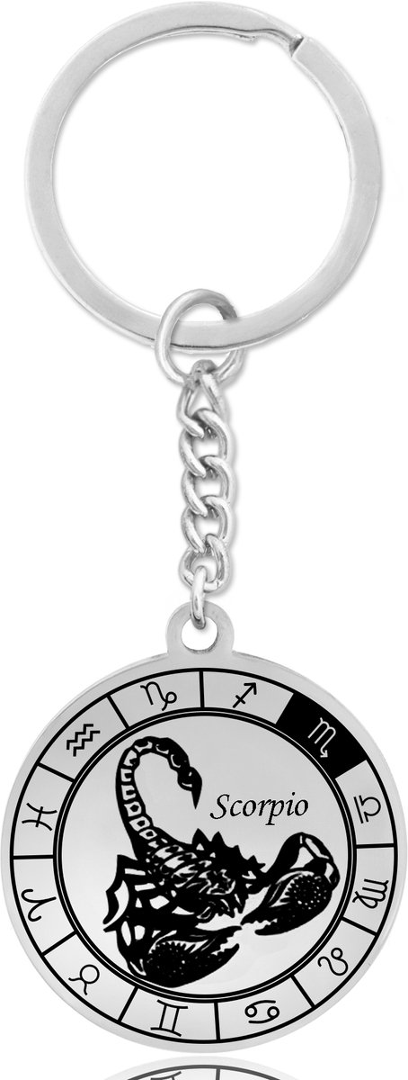 Sterrenbeeld Schorpioen (Scorpio) Sleutelhanger – Spiritueel Cadeau van Roestvrij Staal – Zilverkleurig – Pax Amare