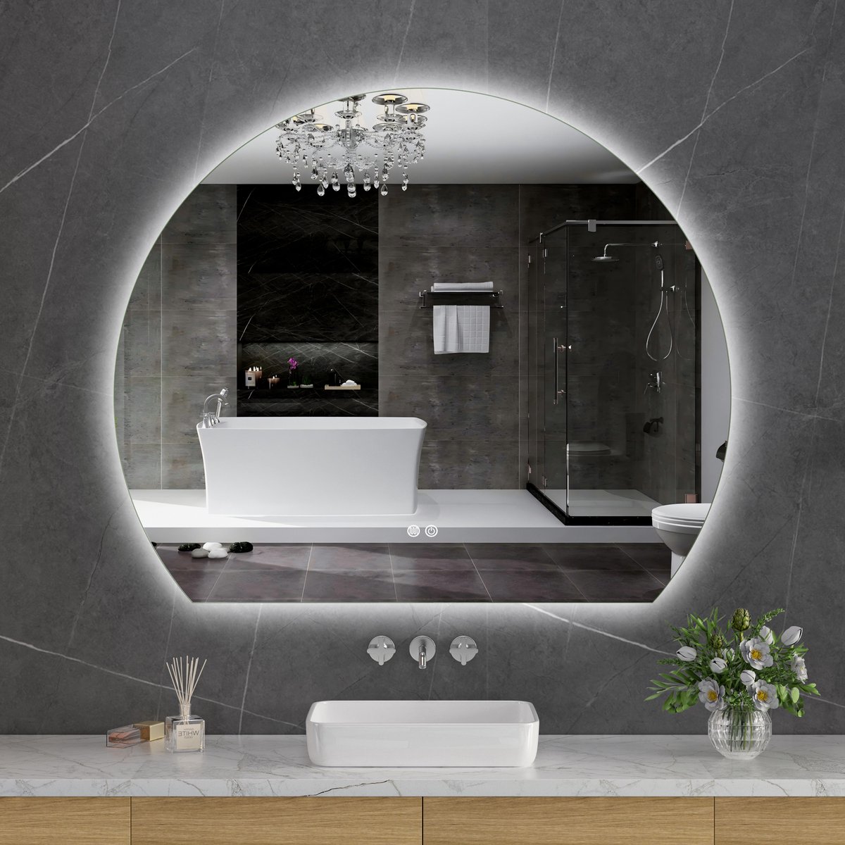 ERFU Sunrise Badkamerspiegel met verlichting led Spiegel W120xH100cm: Begin je Dag met Luxe en Natuurlijke Verlichting