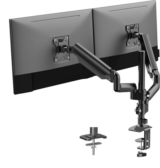 Maclean MC-459 Monitor-Halterung für Rohr/Pfosten 28-60mm, 17-27 Flach & Curved Bildschirme bis zu 7kg VESA 75x75 oder 100x100 Schwenkbar, Neigbar und Drehbar, Universal Monitor Halterung