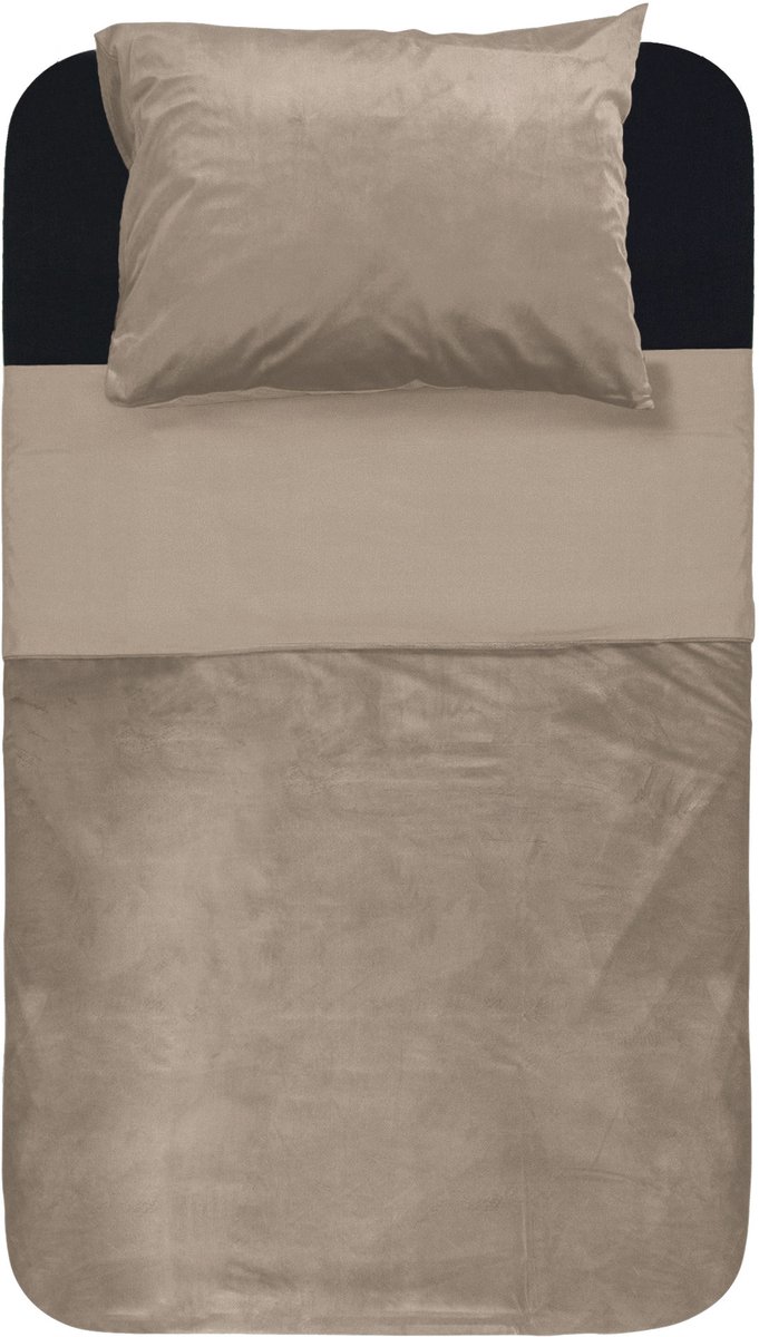 Sleeptime dekbedovertrek Velvet Piping Taupe / Grijs 140 x 220 cm