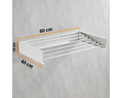 WoonWonder Wanddroogrek – Droogrek - Inklapbaar Droogrek - Wasrek Hangend - Uitschuifbaar - Muurdroogrek - 4m Drooglengte - 80 cm - 4m Drooglengte - Wit