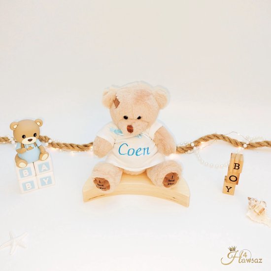 Knuffel Konijn met naam 40 cm - Genderneutraal babycadeau - Origineel kraamcadeau - gepersonaliseerde kraamcadeau - Babygifts - Kraampakket voor jonge en meisje - Baby knuffel - Baby speelgoed - Babygeschenkset - Tweeling cadeau van Little Dutch — afbeelding 3