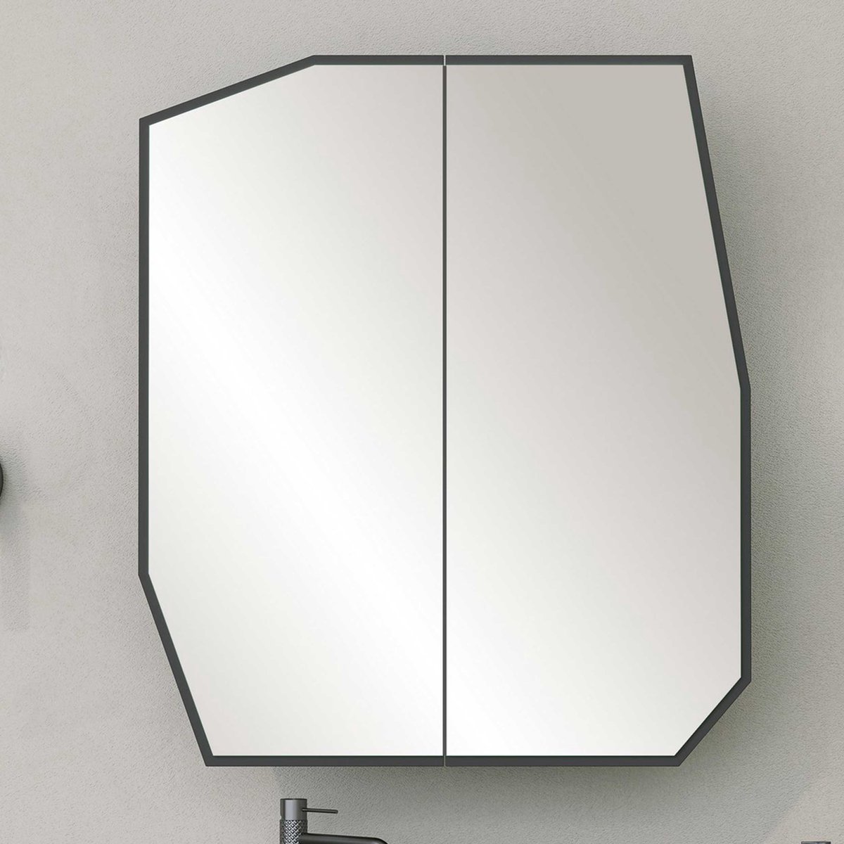 Quartz Badkamerkast | 100% MDF | Zwart - Emob - Badkamer Spiegelkast - Zwart - Spiegel; MDF