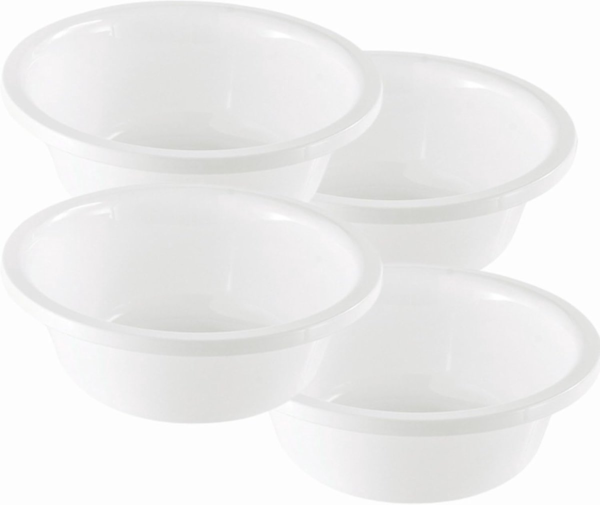 Novaliv 4x Afwaskommen Rond 3,3L, D28 cm, Wit, BPA-vrij, Vaatwasserbestendig, Ideaal voor Keuken en Camping, Ronde Kom, Ronde Plastic Kom, Afwaskom, Plastic Kom, Plastic Kom