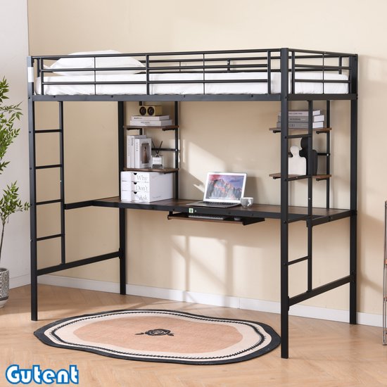 Yicensen Klein tweepersoonsbed 120 x 190 cm metalen bedframe met stalen lattenhouder, eenvoudige montage, geruisloos, geen boxspringbed nodig, hoogte 36 cm, wit