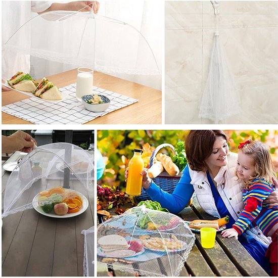 Vliegenkap - 2 Stuks - Voedselkap - Vliegenkappen - Voedseldekking - 43 x 43 x 20 CM - Opvouwbare Voedselkapjes - Afdekhoes Voor Eten - Voor Barbecues, Picknicks & Binnenshuis - Bescherming Tegen Vliegen & Wespen — afbeelding 4