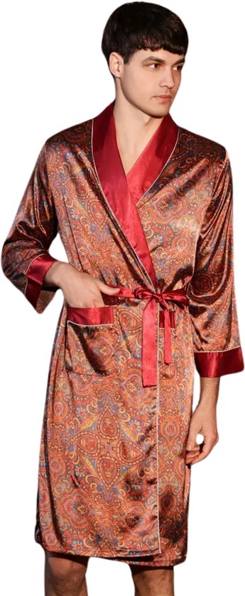 Livano Satijnen Badjas Heren - Kimono - Kamerjas - Satijn - Ochtendjas - Pyjama - Maat S
