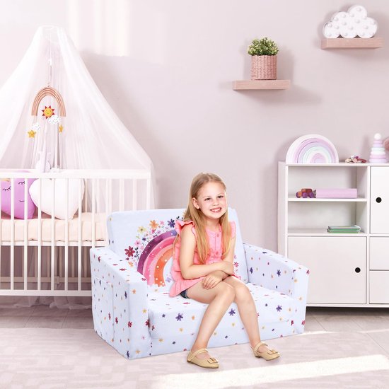 Ibenzoa® Opvouwbare Kinderbank en Stoel met Antislip Kussen voor Slaapkamer en Speelkamer van Ibenzoa — afbeelding 3