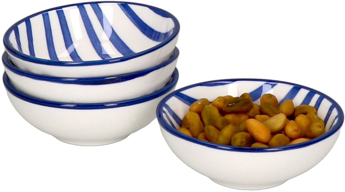Set van 4 kommen plat 8cm streep Seaside - Ritzenhoff 270273