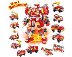 Woma C0651 Brandweer Auto Robot 1 3 in 1 bouwset | City mecha transformers | Ideas expert modelbouw | Classic Icons Creator speelgoed technisch bouwpakket voor kinderen & volwassenen | Geschikt voor Lego | Bouwdoos met 591 bouwstenen