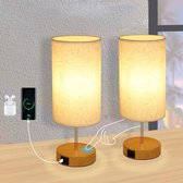 Set Van 2 Roségouden Bedlampjes, Moderne Tafellamp Voor Slaapkamer Woonkamer Ideale Geschenklamp Met Marmeren Sokkel En Linnen Kap