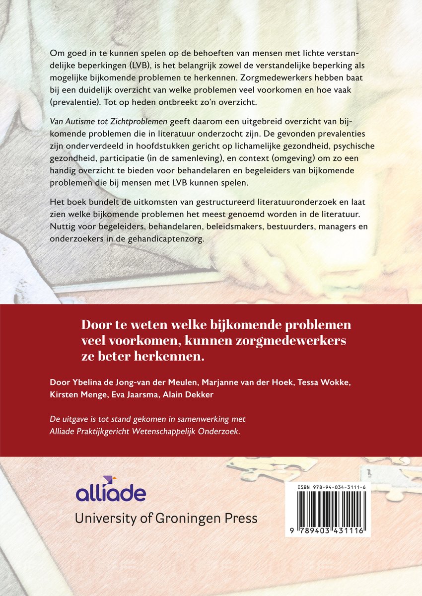 Boekomslag met titel "Door te weten welke bijkomende problemen veel voorkomen, kunnen zorgmedewerkers veel beter herkennen."