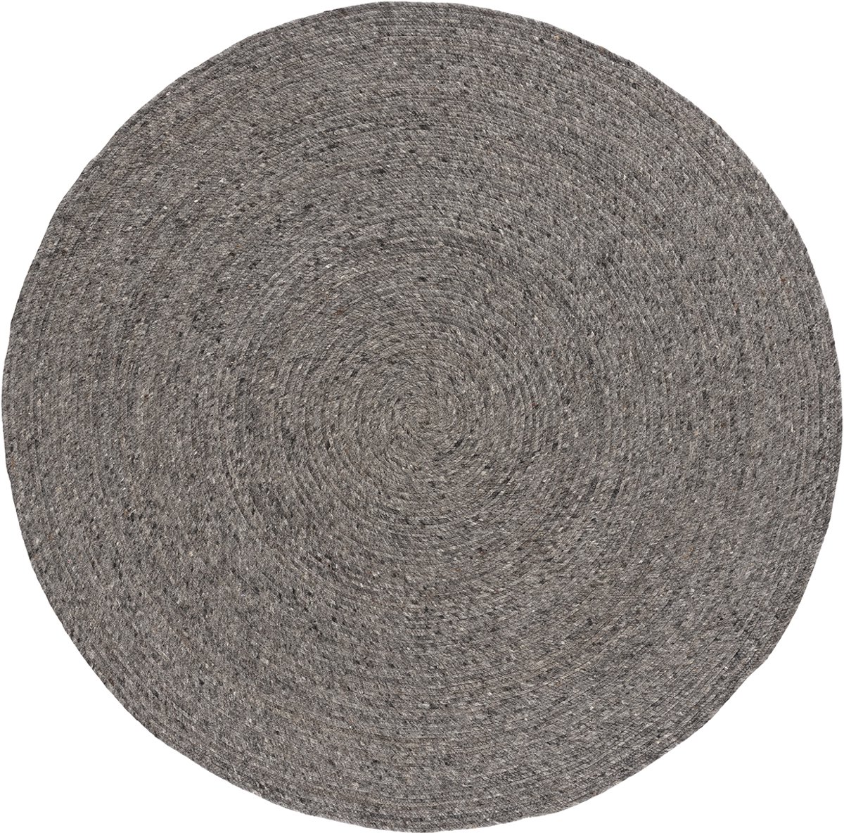 Lino Alba Charcoal Rond Vloerkleed Ø 200cm - Donker Handgeweven Wollen Luxueus Tapijt - 100% Viltwol - 12mm dik - 2,8kg/m² - Tapijt Woonkamer - Laagpolig vloerkleed - Tapijt Slaapkamer - Tapijt Eetkamer