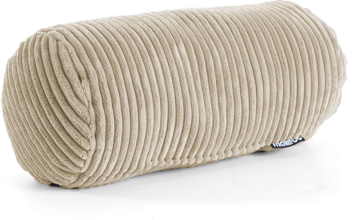 mokebo nekkussen ‘Das Nickerchen’ van koordstof sierkussen, bankkussen in natuurlijke kleuren beige